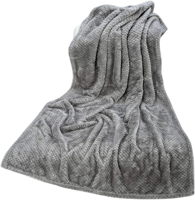 Fuzzy Throw Blanket, Plush Fleece Blankets for Adults, Toddler, Boys and Girls, Warm Soft Blankets and Throws for Bed, Couch, Sofa, Travel and Outdoor, Camping (40Wx60L, M-Flint Gray)
