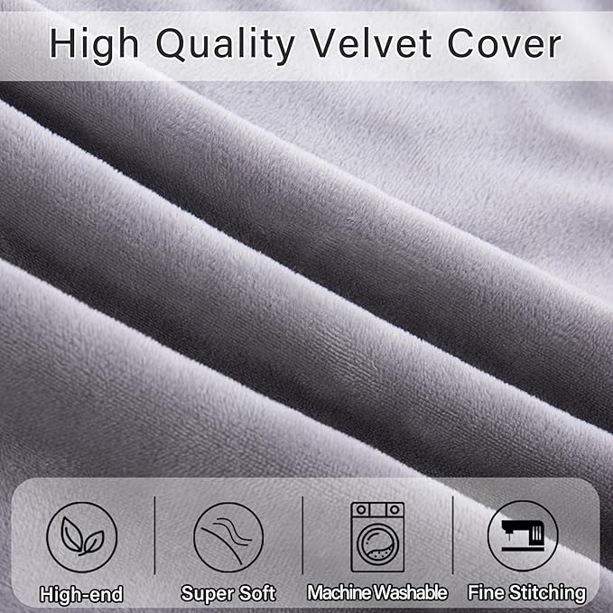 Body Pillow Cover, 20x54 Inches Body Pillow Case Cover with Zipper, Soft Fuzzy Velvet Long Pillow Pillowcase, Grey