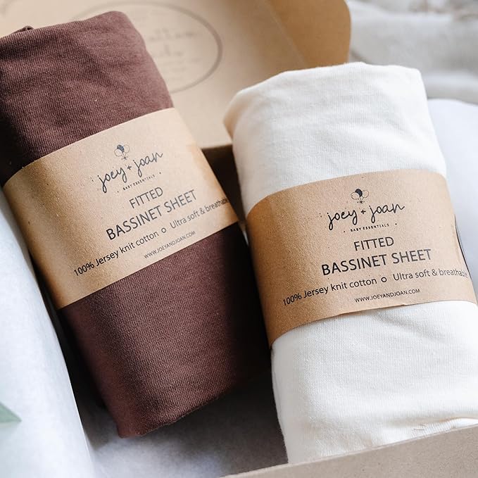 Bassinet Fitted Sheets Compatible with Arms Reach Cosleeper Versatile, Clear-Vue, Cambria and Mini– Snuggly Soft 100% Jersey Cotton – Cream + Brown – 2 Pack – Not for Ideal Ezee