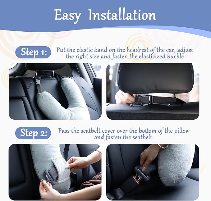 BALAPET Travel Pillow Y-Shaped Car Headrest Pillow for Sleeping,Head and Body Support Washable and Removable Soft Sleeping Travel Pillow Fixed on The seat Neck Pillow for Long-Distance Travel