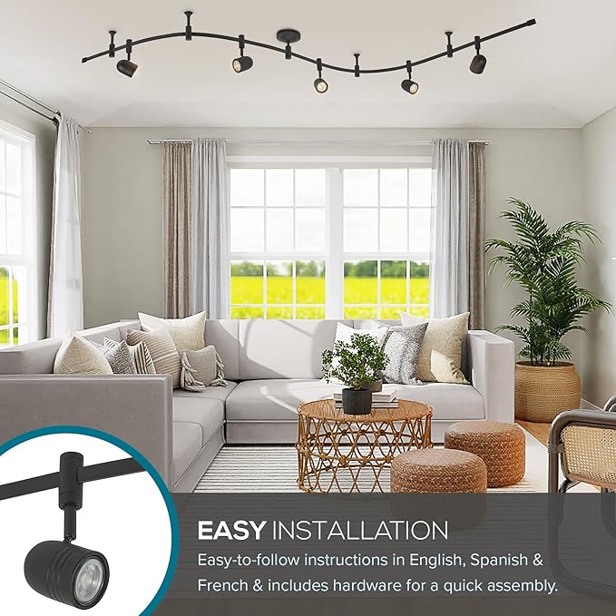 Catalina Lighting 96" Track Ceiling Light, Oil Rubbed Bronze, Transitional 5-Light LED Flex Track, Bulb Included, for Kitchen, Living Room, Home Lighting