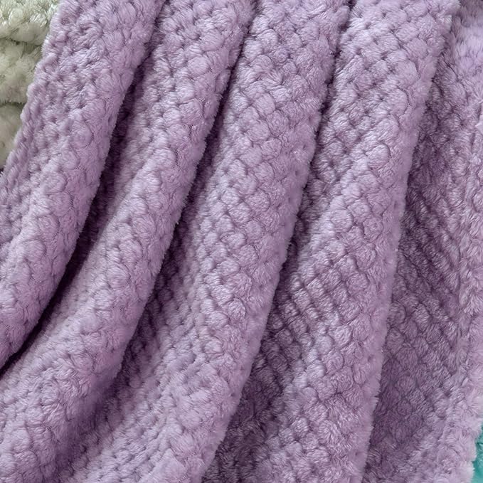 Fuzzy Blanket or Fluffy Blanket for Baby, Soft Warm Cozy Coral Fleece Toddler, Infant or Newborn Receiving Blanket for Crib, Stroller, Travel, Decorative (28Wx40L, XS-Lavender)