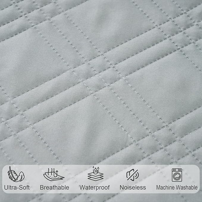 Waterproof Crib Mattress Protector 2 Pack, Ultra Soft Breathable Crib Mattress Pad Cover for Boys Girls Neutral, Fit Standard Crib Mattress and Toddler Mattresses, White & Grey