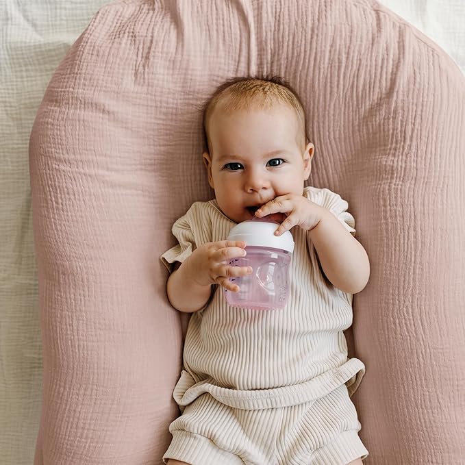 Muslin Bassinet Fitted Sheets, 2 Pack for Baby Boy and Girl, Soft Breathable Baby Pad/Mattress Sheet, Fit for Hourglass Oval and Rectangle Bassinet Mattress (Gentle Colors, Bassinet Sheets 2 Pack)