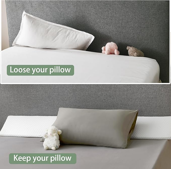 Queen Size Bed Wedge Pillow - for Headboard Gap/Headboard Pillow/Mattress Wedge /Bed Gap Filler (60"x10"x6") - Bloster Triangle Pillow for Sleeping To Fill Gap (0-8") Between Headboard and Mattress