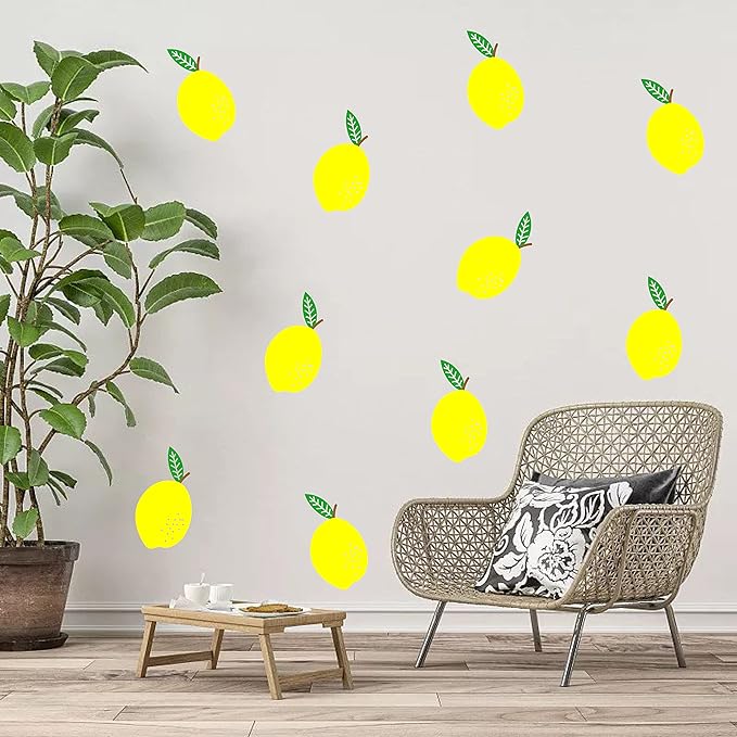 Lemon Wall Decals Lemon Sticker Modern Decals for Bedroom Living Room Kitchen Kids Room Wall Decor Hand Drawn Decal Nursery Wall Decor Y51 (Yellow)