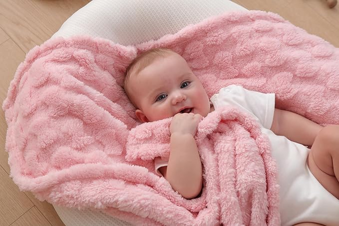 Sherpa Baby Blanket for Girls Toddlers Fleece Fluffy Fuzzy Blanket for Baby,Soft Warm Cozy Fleece Blanket,Receiving Blanket for Infant Newborn (pink, 30 * 40, bow)