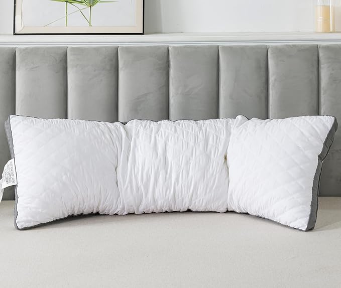 WhatsBedding Memory Foam Body Pillow for Adults, Long Body Pillow for Sleeping, Full Body Pillow for Bed - White(Grey Side)