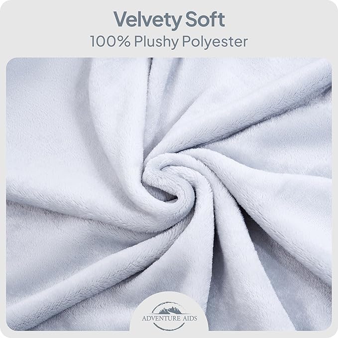 Travel Pillow & Blanket Set - Super Soft 2 in 1 Blanket with Cozy Hand & Feet Pouches Zip into Plush Pillows - Large Size Wraps You in Warmth on Airplanes - Luggage Sleeve & Backpack Clip (Gray)