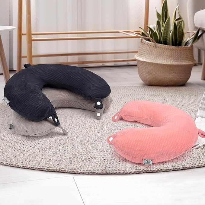 Travel Neck Pillow Cover Neck Pillow Replacement Cover Travel U Neck Pillow Case Cover Soft and Smooth Neck Pillow Cover Black (Only Pillow Cover, No Filler)