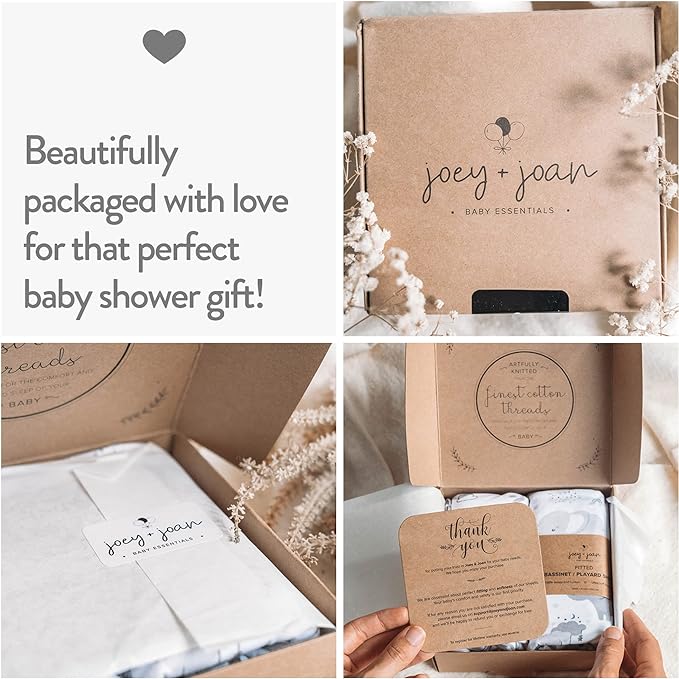 Joey + Joan Bassinet Fitted Sheets 19" x 32" for Cowiewie Bedside Sleeper Bassinet Mattress Pad – Snuggly Soft 100% Jersey Cotton – Beige + Rusty Brown – 2 Pack