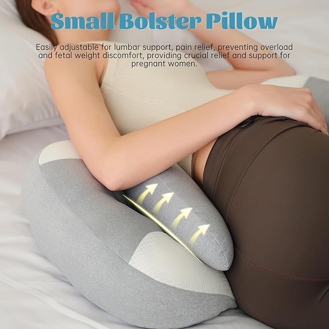 Pregnancy Pillow for Pregnant Women, Soft Pregnancy Body Pillow, Maternity Pillow Used to Support and Relieve Pain or discomfort in The Waist, Abdomen and Buttocks, Adjustable (Light Grey)