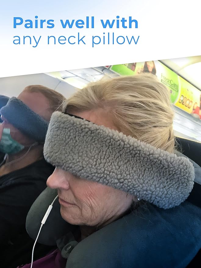 The Travel Pillow Alternative That Stops Head Bobbing – Airplane Straps and Car Support Band Great on Upright Super Comfy & Neck Small Compact