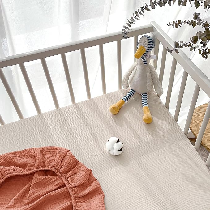 Lulu moon Muslin Crib Sheets - Fitted Crib Mattress Sheets for Boys and Girl - 28"x 52", 2 Pack