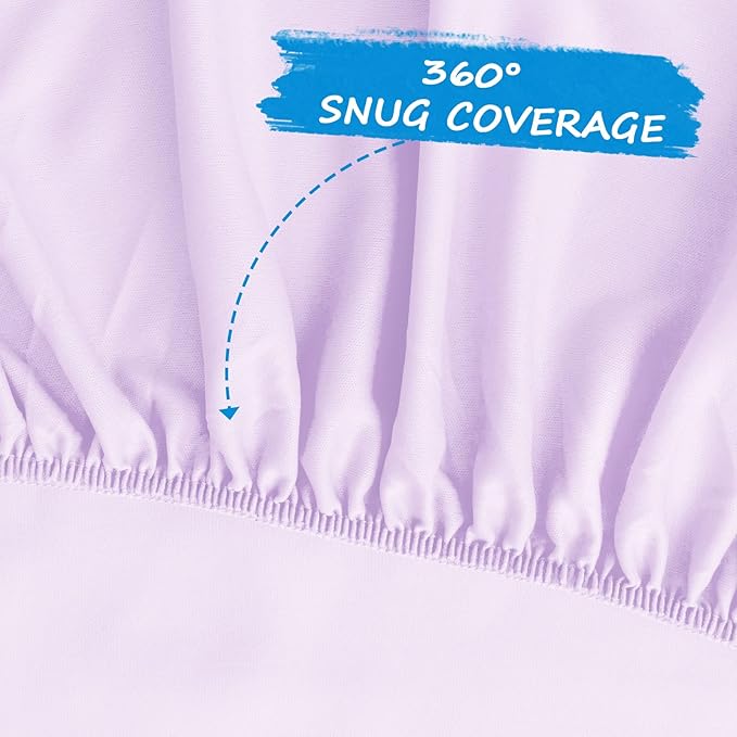 Pack and Play Sheets for Girl Fitted 2 Pack Mini Crib Sheets, Portable Playard Sheet, Ultra Soft Microfiber Playpen Sheets, Purple and Pink