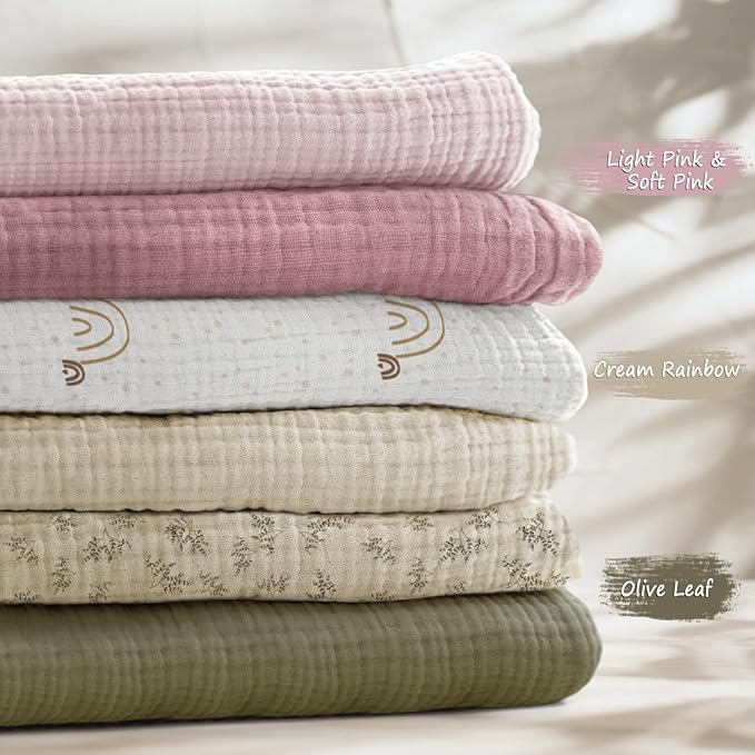 Baby Muslin Crib Sheets - Toddler Cotton Fitted Crib Sheets Neutral for Boys and Girls 2Pack