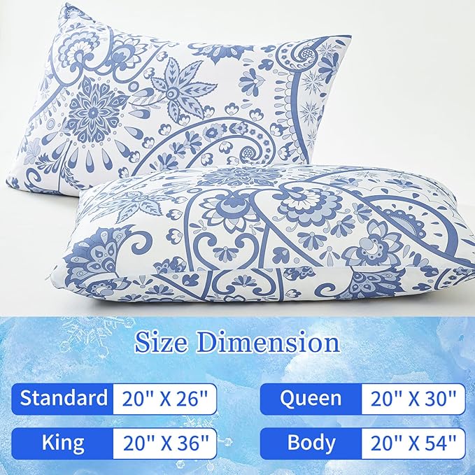 Cooling Pillow Cases for Hot Sleepers - Double Side Arc-Chill Q-Max>0.5 Cooling Fiber Cool Pillow Cases 2 Pack - Breathable Soft Cold Pillow Cases with Hidden Zipper (20" x 26")