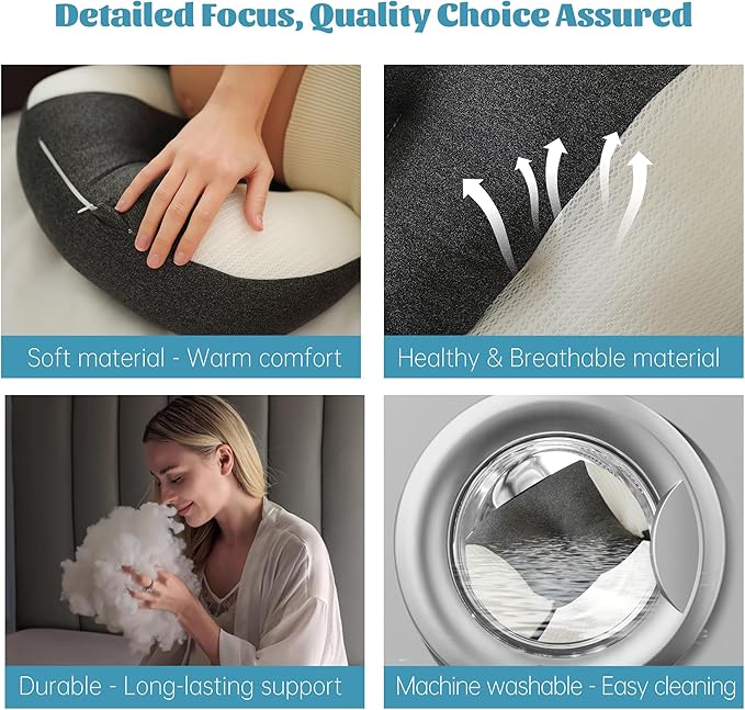 Pregnancy Pillow for Pregnant Women, Soft Pregnancy Body Pillow, Maternity Pillow Used to Support and Relieve Pain or discomfort in The Waist, Abdomen and Buttocks, Adjustable (Dark Grey)