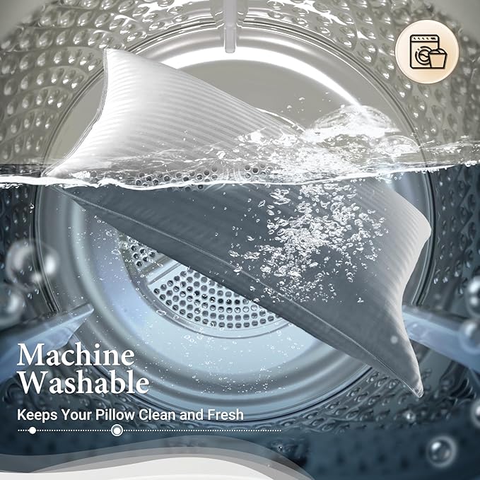 Basic Beyond King Size Pillows - Down Alternative Pillows for Sleeping, Soft King Pillows Set of 2 for Back, Stomach or Side Sleepers, Silver, 20x36 Inches