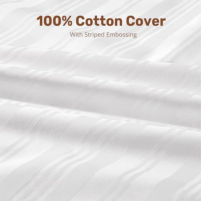 UNIKOME Goose Feathers and Down Pillows with 2 Gusseted Outer Protectors, White Cotton Fabric Bed Pillows for Back Stomach Side Sleepers, King Size, 20 x 36 inches, Pack of 2