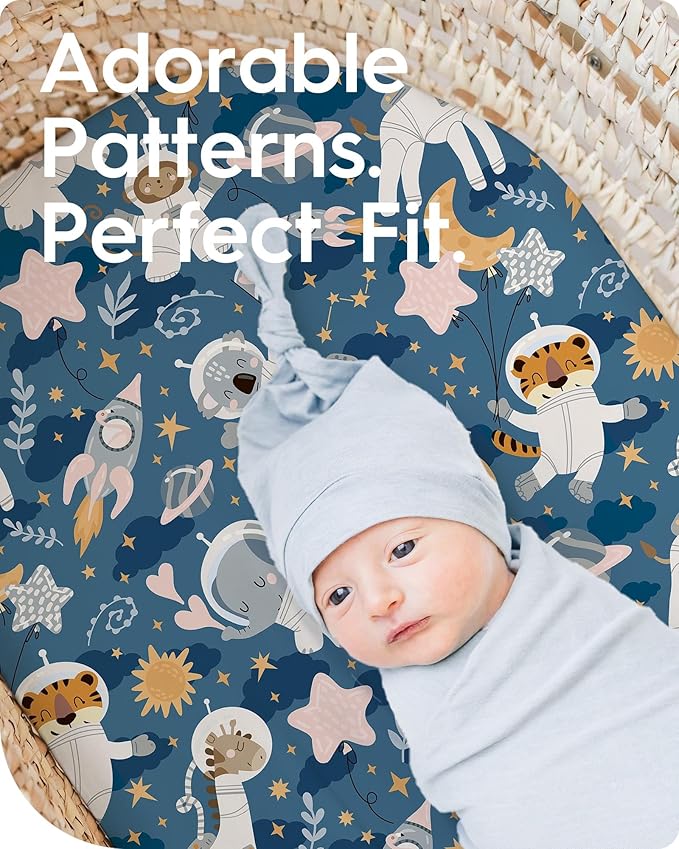 Bassinet Sheets for Baby Boy Girl, TotBasic Buttery Soft Universal Bassinet Fitted Sheet, Compatible with Halo, Mika Micky, Baby Delight, Dream On Me, Maxi COSI & More Bassinet Mattress