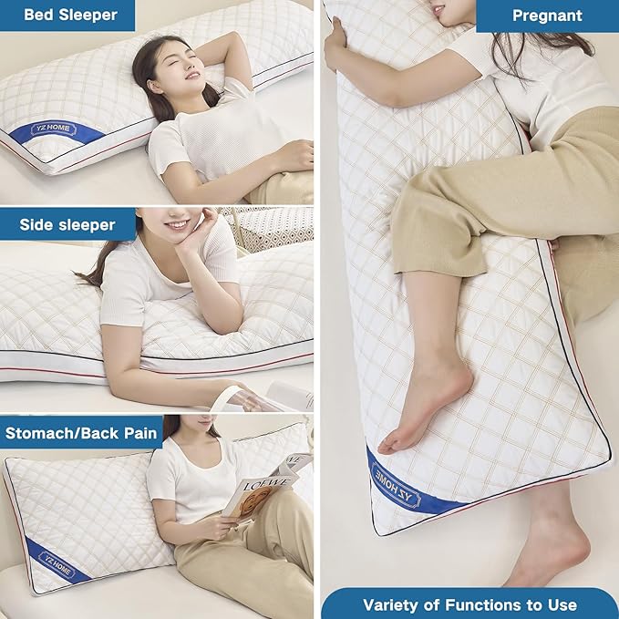 Long Body Pillow for Adults - Firm Body Pillow Insert with Shredded Blue Memory Foam, Adjustable Height, Soft Support for Side Sleeping, Pregnant Women, Washable (20x54 Inch, White)