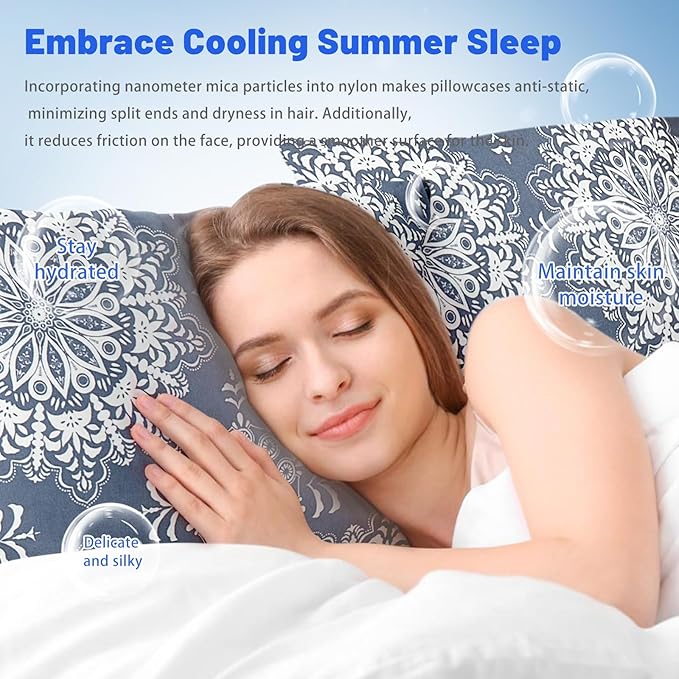 Cooling Pillow Cases for Hot Sleepers - Double Side Arc-Chill Q-Max>0.5 Cooling Fiber Cool Pillow Cases 2 Pack - Breathable Soft Cold Pillow Cases with Hidden Zipper (20" x 26")