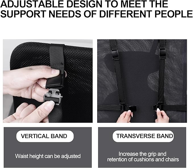 BALAPET Lumbar Support Pillow for Office Chair,Ergonomic Memory Foam Breathable I-Shape Back Pillow with Adjustable Straps,Full Back and shoulder Support for Improved Sitting Posture and Relief Pain