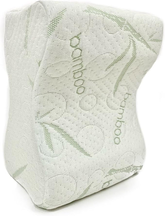 Sacred Thread Memory Foam Knee Pillow for Side Sleepers, for Knee, Hip, and Back Pain, Cooling Rayon Made from Bamboo Cover, Pillow for Between Legs (White Bone)