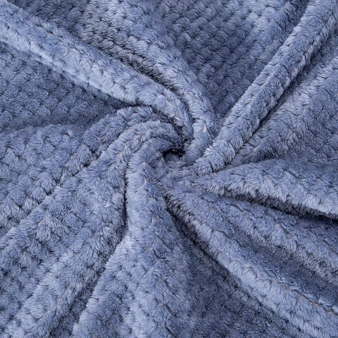 Fuzzy Throw Blanket, Plush Fleece Blankets for adults, Toddler, boys and Girls, Warm Soft Blankets and Throws for Bed, Couch, Sofa, Travel and Outdoor, Camping (Queen(80"x90"), XXL-Smoked Blue)