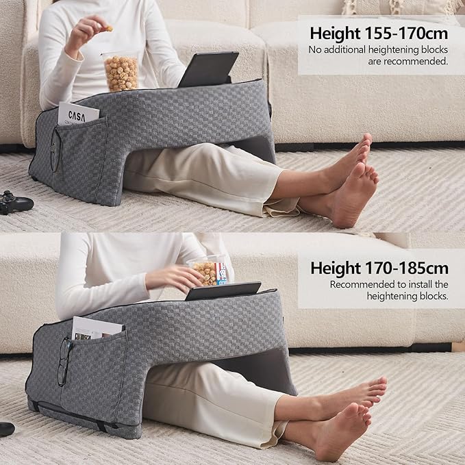 Reading Gaming Pillow for Lap Desk - Soft Arm Rest Pillow for Adult, Memory Foam Stand Pillow with Pocket for iPad, Laptop, Crochet, Sitting in Bed Couch Floor Sofa, Gamer Gift for Men Women