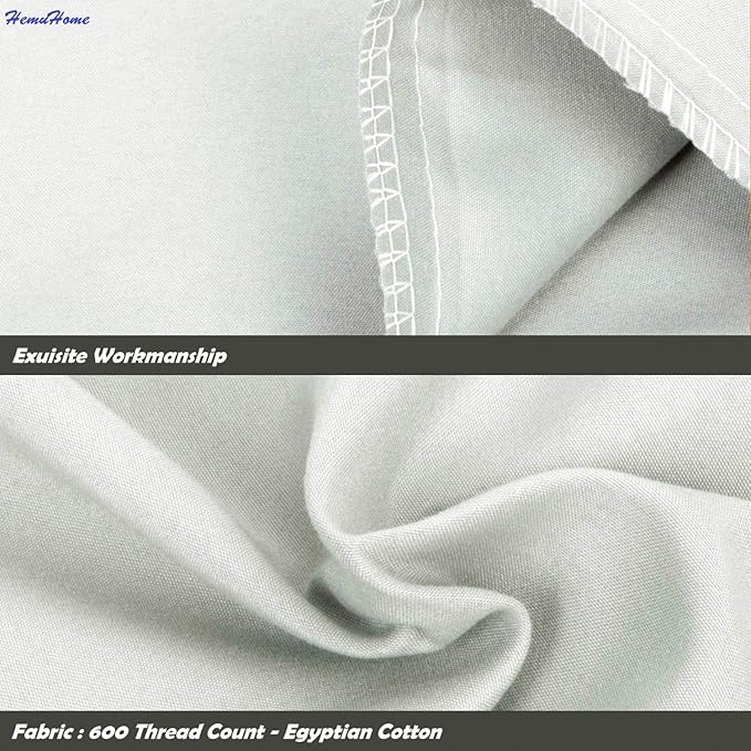 Euro Shams Pillow Covers 20" x 26" 2 Pack No Insert 600 Thread Count 100% Egyptian Cotton Square Throw Pillowcovers Smooth Feel Pillow Sham for Bedroom, Hotel, Home Decor Cushion Cover Silver