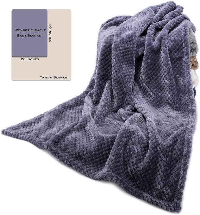 Fuzzy Blanket or Fluffy Blanket for Baby, Soft Warm Cozy Coral Fleece Toddler, Infant or Newborn Receiving Blanket for Crib, Stroller, Travel, Decorative(28Wx40L, Grape Purple)