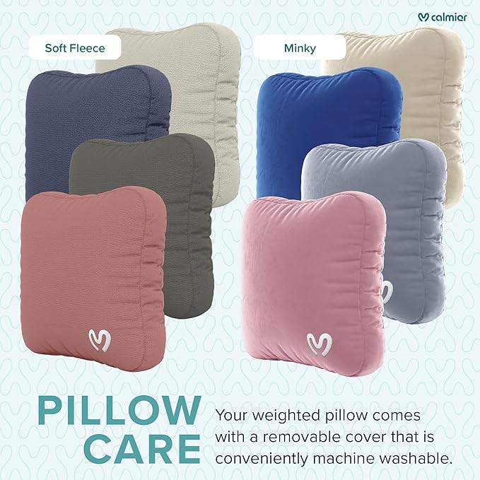 Calmier - 6 lb Sensory Weighted Pillow - Glass Bead Filled Hug Pillow - Ultra Plush Cozy Weighted Pillows for Adults and Kids - Child Sensory Pillow - Weighted Lap Pad (Blue - Minky, 6 LBS)