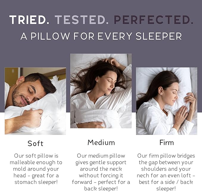 Lincove 100% European Down Venus Pillow – German Down 600 Fill Power, 400 Thread Count Shell, Made in Canada, | Luxe Collection, Standard - Soft