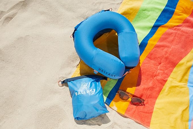 Ballast Travel Pillow PRO - Neck Pillow for Airplane, Beach Pillow, Enjoy Comfort Wherever You Go (Ocean Blue)