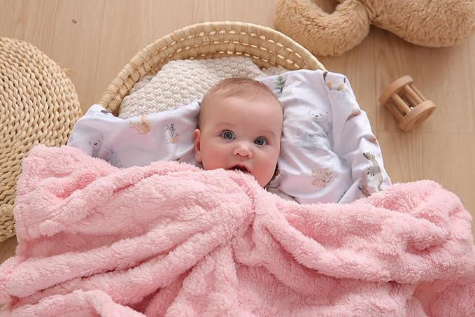 Sherpa Baby Blanket for Girls Toddlers Fleece Fluffy Fuzzy Blanket for Baby,Soft Warm Cozy Fleece Blanket,Receiving Blanket for Infant Newborn (pink, 30 * 40, bow)