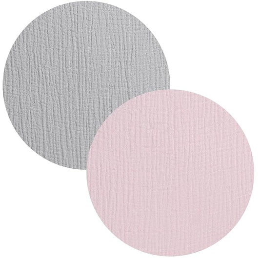 Muslin Bassinet Sheet Compatible with Graco Pack n-Play Dome LX Bassinet(not playard), 2 Pack Cotton Stylish Boho Fitted Bassinet Sheets Super Soft for Baby Grey & Pink