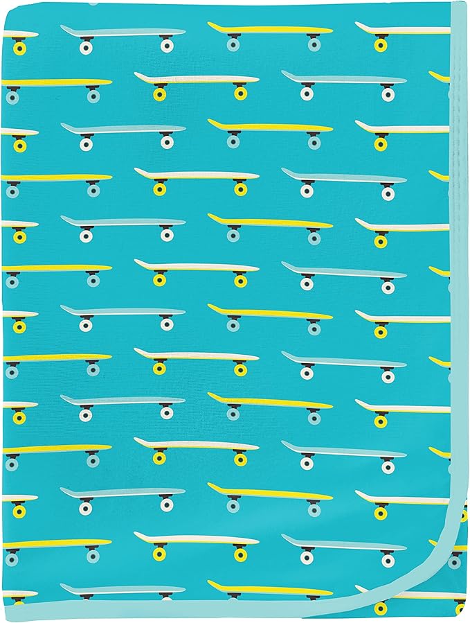 KicKee Pants Print Swaddle Blankets, Made from Viscose from Bamboo Fabric Making it a Silky Soft Baby Blanket, 40” x 29” (Confetti Skateboard - One Size)