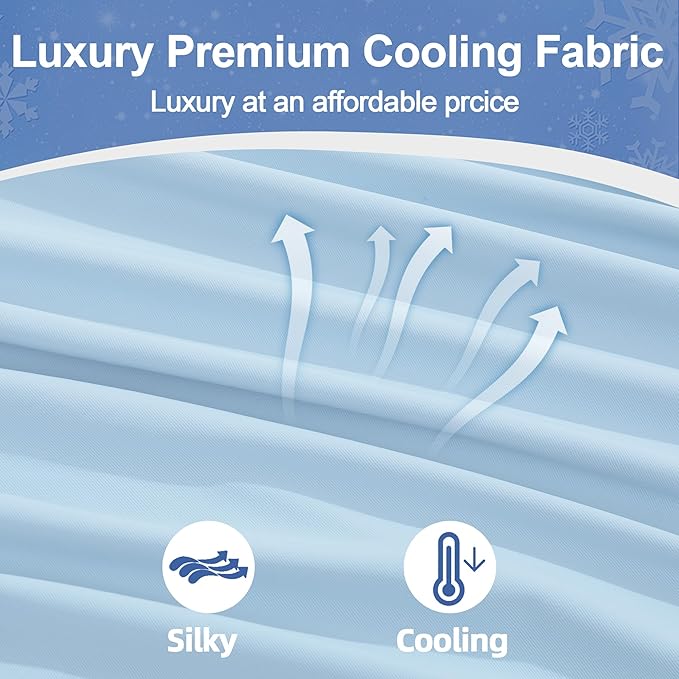 Cooling Pregnancy Pillow Cover (ONLY Pillowcase), Q-Max 0.4 C Shaped Luxurious Smooth Maternity Pillow Cover with Hidden Zip, Cool Large Pillow Protector for Side Hot Sleeper, Blue, 60x34 in