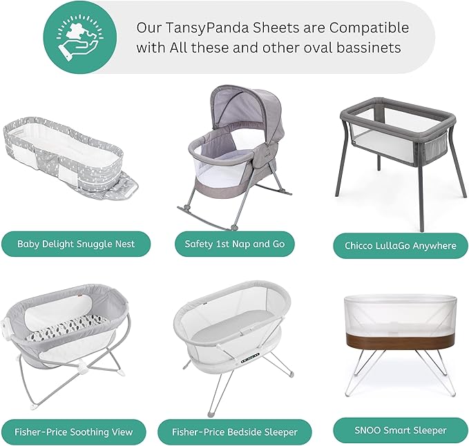 TansyPanda Bassinet Sheets for Baby Delight Snuggle Nest, Chicco LullaGo, Snoo Smart, Fisher Price, 4PC, 30 x 18 Inch, Ultra Soft, Breathable, Snug Fit, Unisex Boys Girls, Gray White (Ocean Fish)