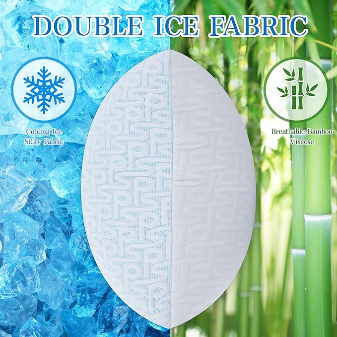 Cooling Hotel Bed Pillows Queen Size Set of 2- Staying Cold All Night, Comfortable Down Alternative Gel Pillow with Washable Cover for Side, Back or Stomach Sleepers
