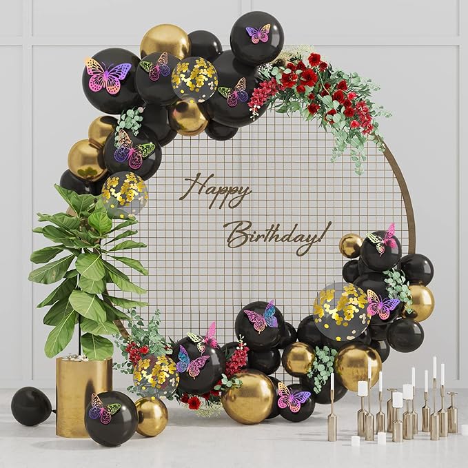 SAOROPEB 3D Butterfly Wall Decor, 48 Pcs 4 Styles 3 Sizes, Removable Metallic Wall Sticker for Kids Bedroom Nursery Classroom Party Decoration Wedding Decor DIY Gift (Laser Pinkpurple)