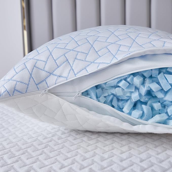 Pillows King Size Set of 1- King Size Bed Pillows for Sleeping - Adjustable Shredded Memory Foam King Pillows for Back, Stomach and Side Sleeper