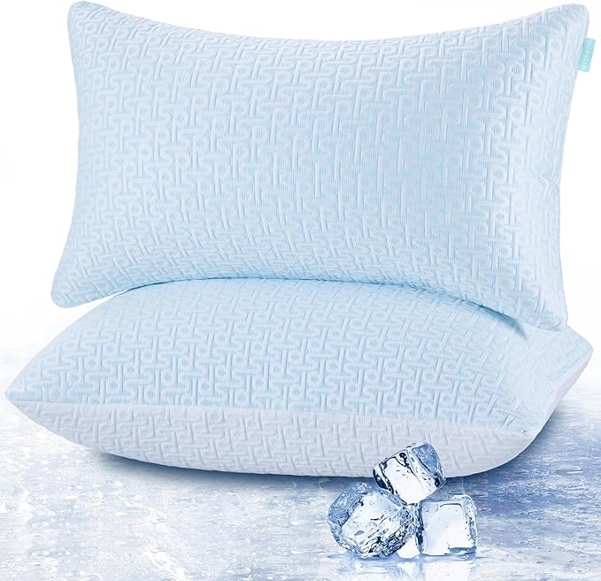 Cooling Hotel Bed Pillows Standard Size Set of 2- Staying Cold All Night, Comfortable Down Alternative Gel Pillow with Washable Cover for Side, Back or Stomach Sleepers