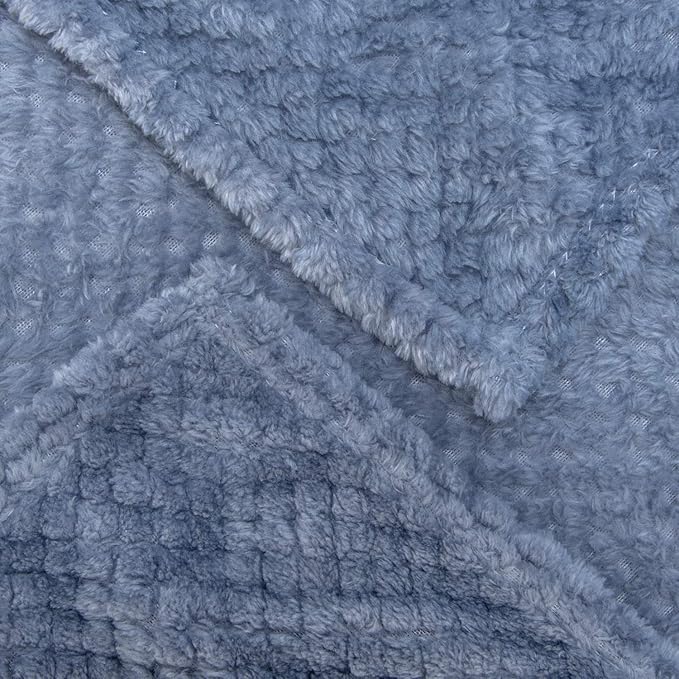 Fuzzy Throw Blanket, Plush Fleece Blankets for Adults, Toddler, Boys and Girls, Warm Soft Blankets and Throws for Bed, Couch, Sofa, Travel and Outdoor, Camping (Throw(50"x70"), L-Smoked Blue)