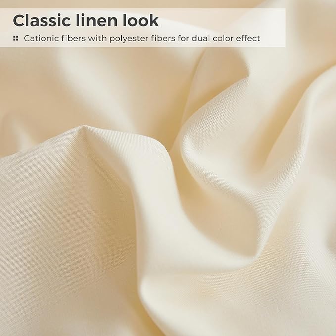 Twin Sheets Cream, Ultral Soft Cationic Linen Look Sheets, Luxury Cooling Cozy Bed Sheet Set with Non-Slip Fitted Sheet
