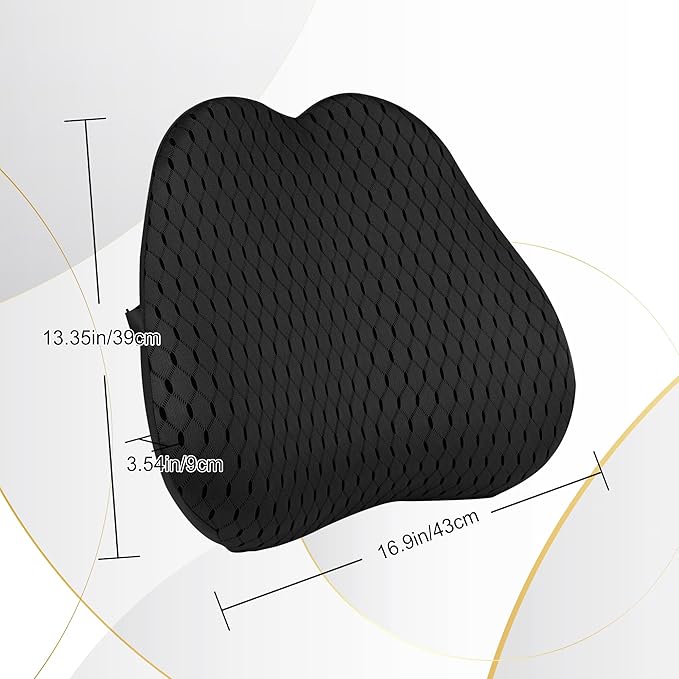 Lumbar Support Pillow for Office Chair,Memory Foam Back Lumbar Support Pillow,Relieve Back Pain,3D Breathable Fabric&Shoulder Strap Fixation,Back Support for Office Chair/Wheelchair/Car(Black)