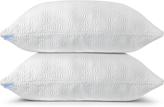 King Size Rayon Derived from Bamboo Pillows for Sleeping, Cooling Shredded Memory Foam Pillow Sets for Back, Side, Stomach Sleepers, Adjustable, Removable Cover, King (Pack of 1)
