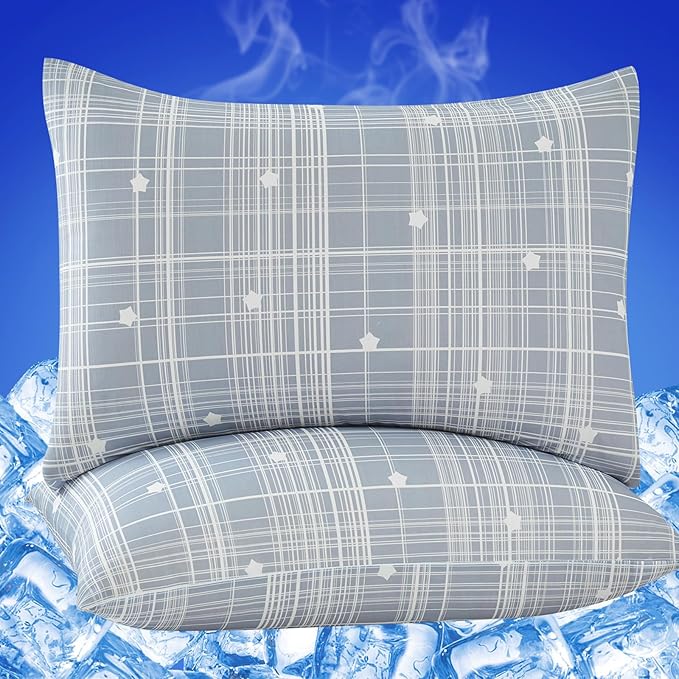 Cooling Pillow Cases for Hot Sleepers - Double Side Arc-Chill Q-Max>0.5 Cooling Fiber Cool Pillow Cases 2 Pack - Breathable Soft Cold Pillow Cases with Hidden Zipper (20" x 26")